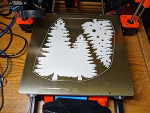 3d printed trees on bed of 3d printed